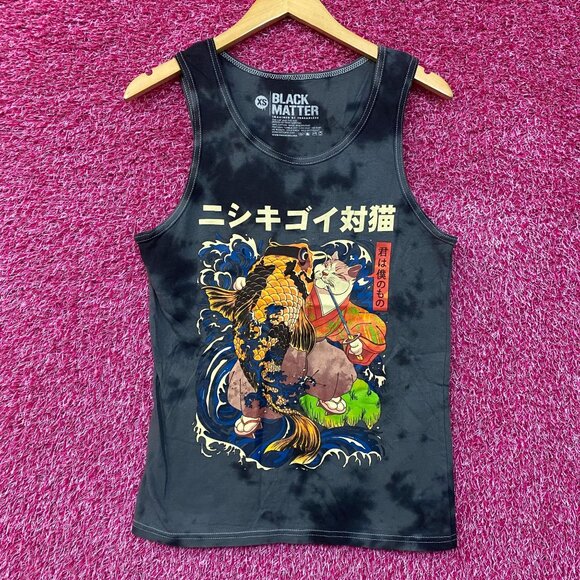 Black Matter The Cat and the Koi Graphic Design Tank Top Extra Small - Picture 1 of 4